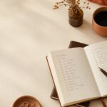 Open notebook and a cup of coffee, preparing notes for an appointment