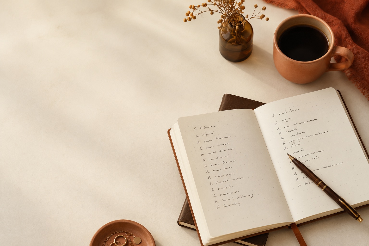 Open notebook and a cup of coffee, preparing notes for an appointment